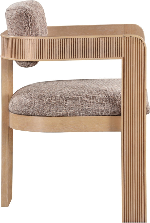Sacha Linen Textured Fabric Upholstered Dining Chair in Brown, Set of 2 - 11091Brown-C