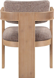 Sacha Linen Textured Fabric Upholstered Dining Chair in Brown, Set of 2 - 11091Brown-C