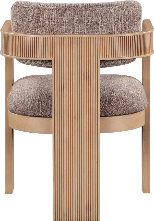 Sacha Linen Textured Fabric Upholstered Dining Chair in Brown, Set of 2 - 11091Brown-C