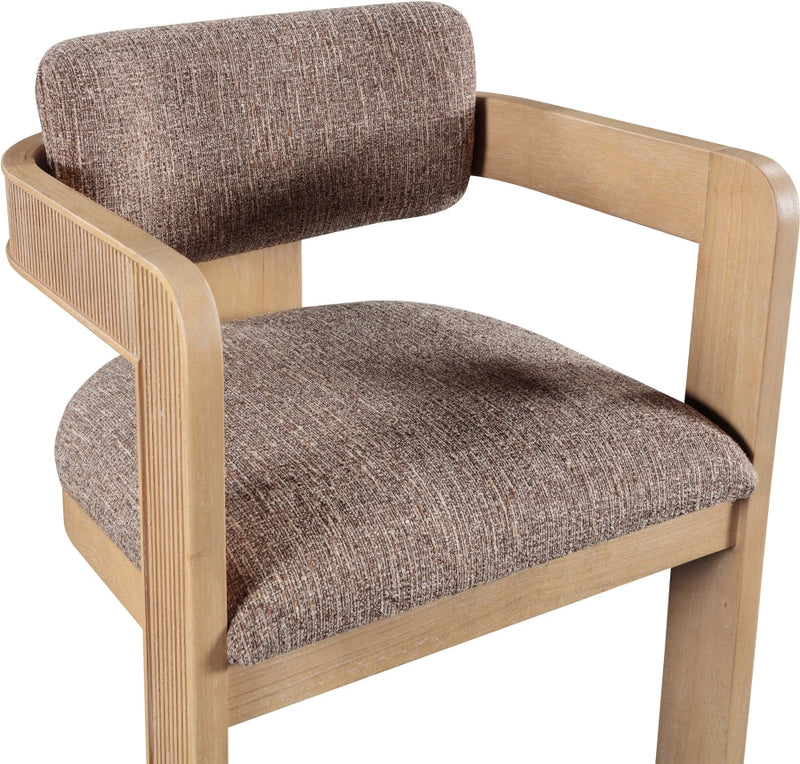 Sacha Linen Textured Fabric Upholstered Dining Chair in Brown, Set of 2 - 11091Brown-C