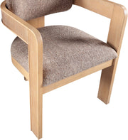 Sacha Linen Textured Fabric Upholstered Dining Chair in Brown, Set of 2 - 11091Brown-C