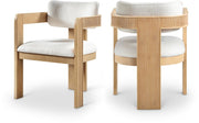Sacha Linen Textured Fabric Upholstered Dining Chair in Cream, Set of 2 - 11091Cream-C