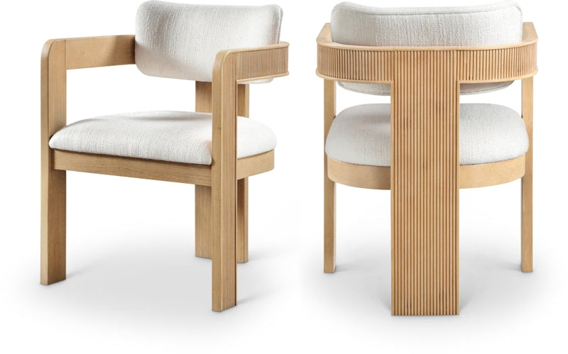 Sacha Linen Textured Fabric Upholstered Dining Chair in Cream, Set of 2 - 11091Cream-C