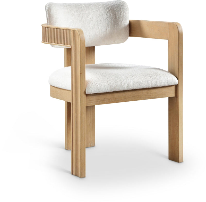 Sacha Linen Textured Fabric Upholstered Dining Chair in Cream, Set of 2 - 11091Cream-C