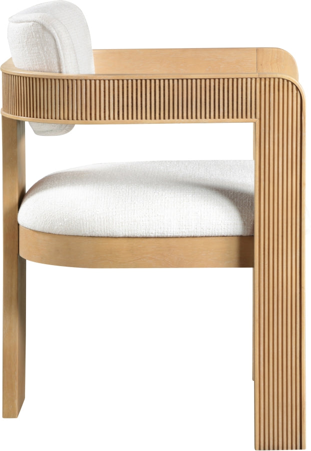 Sacha Linen Textured Fabric Upholstered Dining Chair in Cream, Set of 2 - 11091Cream-C