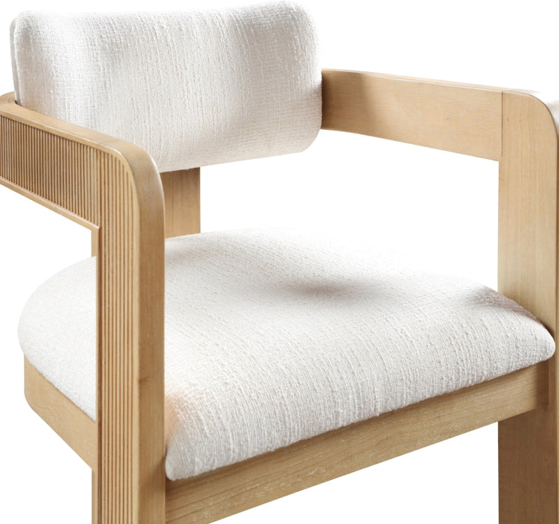 Sacha Linen Textured Fabric Upholstered Dining Chair in Cream, Set of 2 - 11091Cream-C