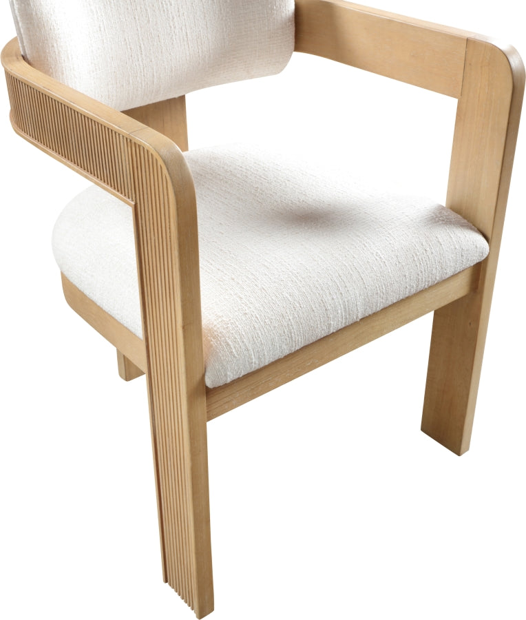 Sacha Linen Textured Fabric Upholstered Dining Chair in Cream, Set of 2 - 11091Cream-C