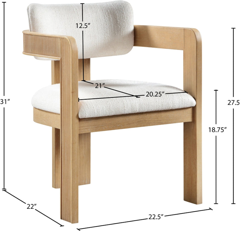 Sacha Linen Textured Fabric Upholstered Dining Chair in Cream, Set of 2 - 11091Cream-C