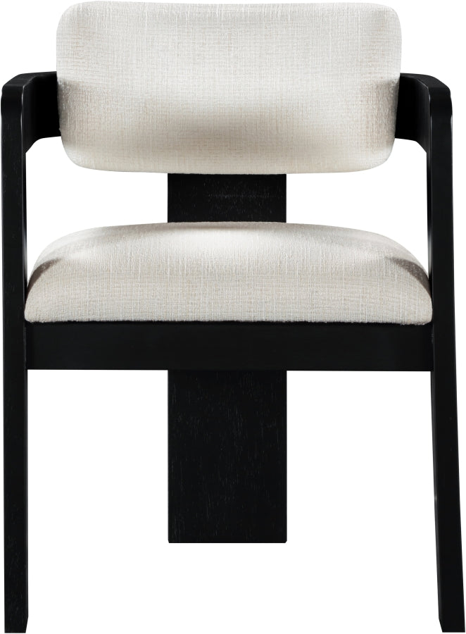 Sacha Linen Textured Fabric Upholstered Dining Chair in Cream, Set of 2 - 11092Cream-C