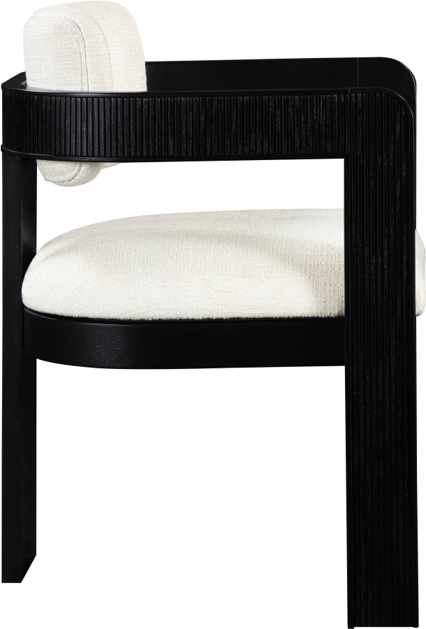 Sacha Linen Textured Fabric Upholstered Dining Chair in Cream, Set of 2 - 11092Cream-C