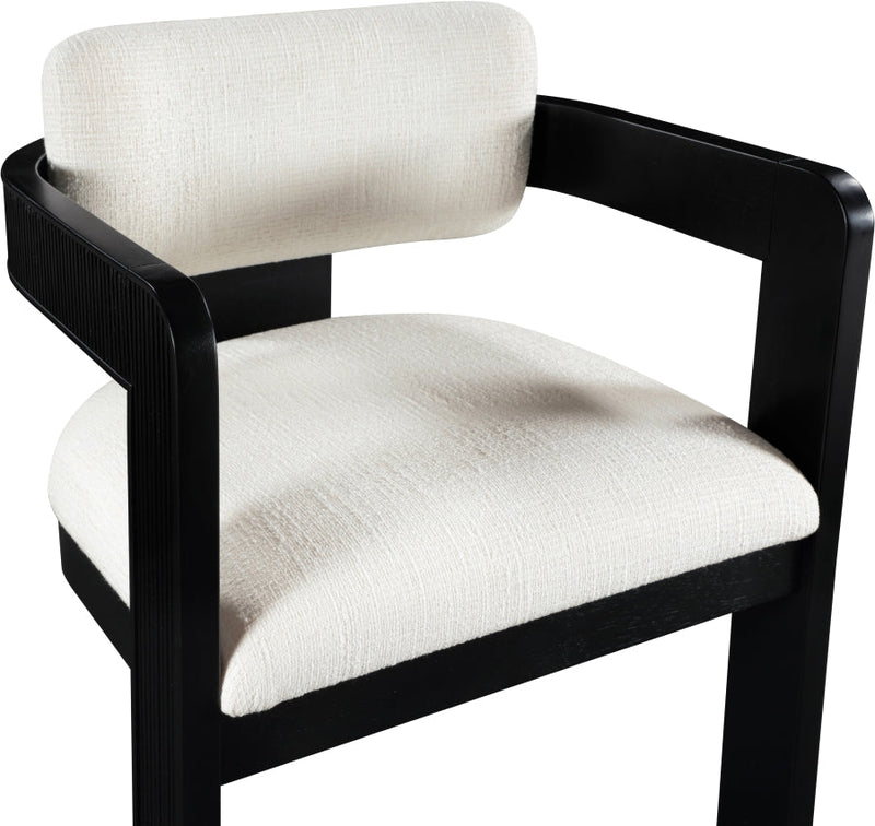 Sacha Linen Textured Fabric Upholstered Dining Chair in Cream, Set of 2 - 11092Cream-C