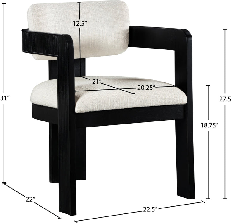 Sacha Linen Textured Fabric Upholstered Dining Chair in Cream, Set of 2 - 11092Cream-C