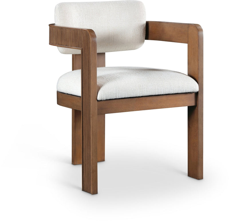 Sacha Linen Textured Fabric Upholstered Dining Chair in Cream, Set of 2 - 11093Cream-C