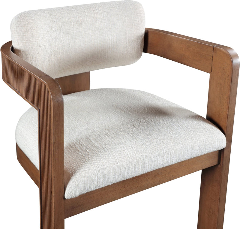 Sacha Linen Textured Fabric Upholstered Dining Chair in Cream, Set of 2 - 11093Cream-C