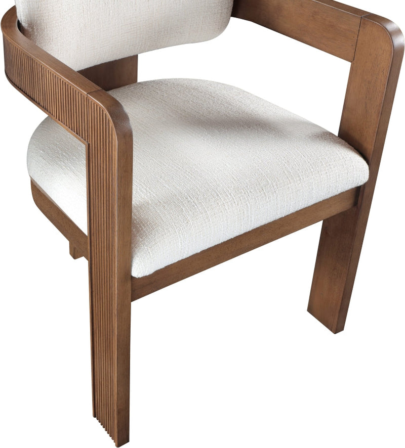 Sacha Linen Textured Fabric Upholstered Dining Chair in Cream, Set of 2 - 11093Cream-C