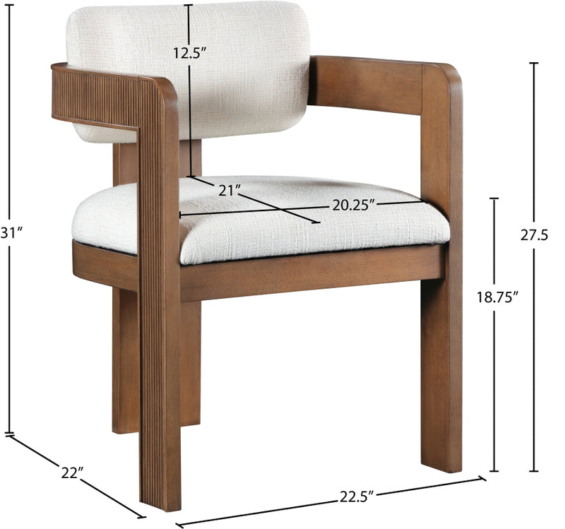 Sacha Linen Textured Fabric Upholstered Dining Chair in Cream, Set of 2 - 11093Cream-C