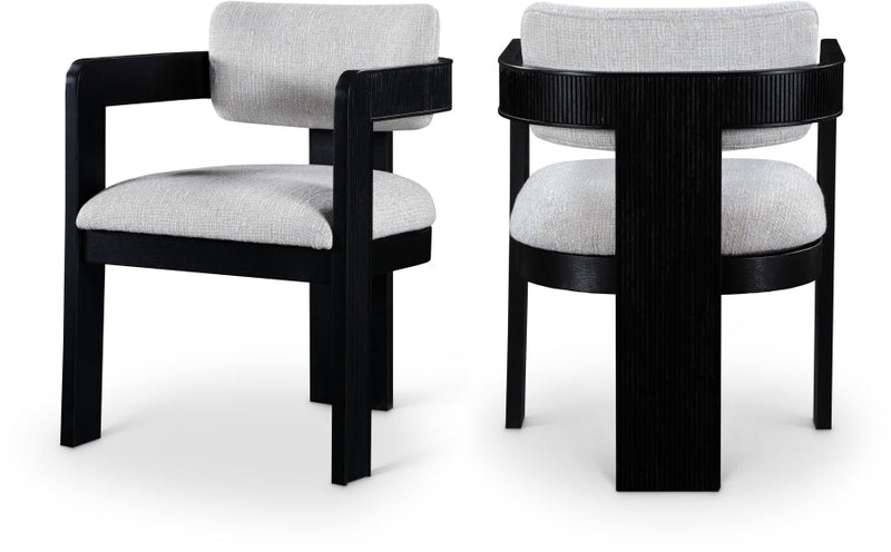 Sacha Linen Textured Fabric Upholstered Dining Chair in Grey, Set of 2 - 11092Grey-C