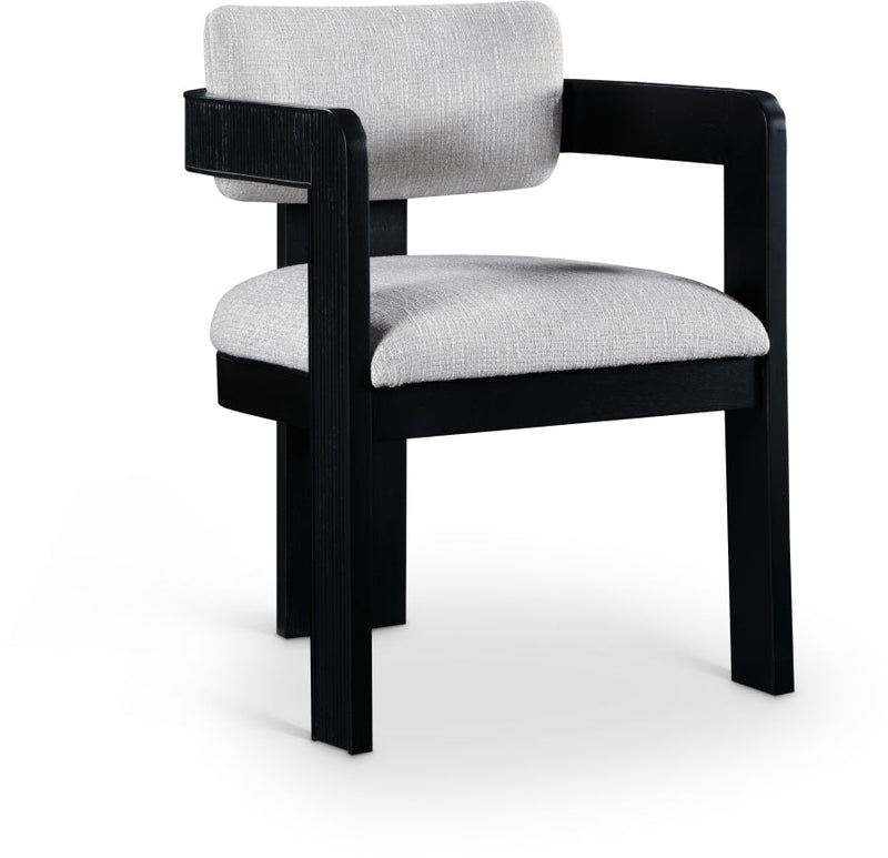 Sacha Linen Textured Fabric Upholstered Dining Chair in Grey, Set of 2 - 11092Grey-C