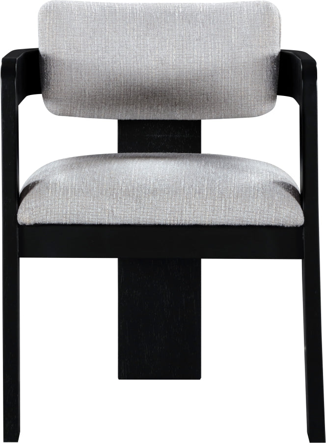 Sacha Linen Textured Fabric Upholstered Dining Chair in Grey, Set of 2 - 11092Grey-C