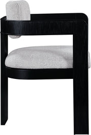 Sacha Linen Textured Fabric Upholstered Dining Chair in Grey, Set of 2 - 11092Grey-C