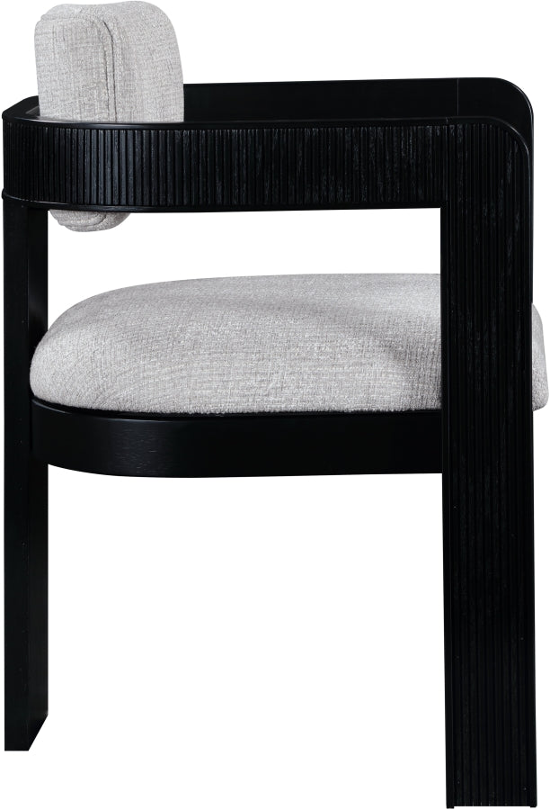 Sacha Linen Textured Fabric Upholstered Dining Chair in Grey, Set of 2 - 11092Grey-C