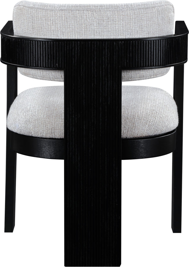 Sacha Linen Textured Fabric Upholstered Dining Chair in Grey, Set of 2 - 11092Grey-C