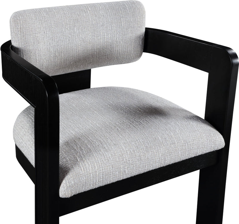 Sacha Linen Textured Fabric Upholstered Dining Chair in Grey, Set of 2 - 11092Grey-C