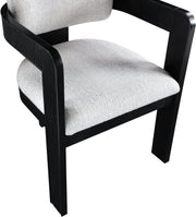 Sacha Linen Textured Fabric Upholstered Dining Chair in Grey, Set of 2 - 11092Grey-C