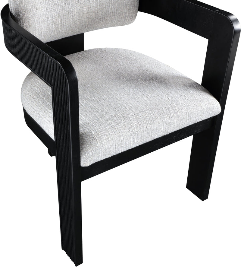 Sacha Linen Textured Fabric Upholstered Dining Chair in Grey, Set of 2 - 11092Grey-C