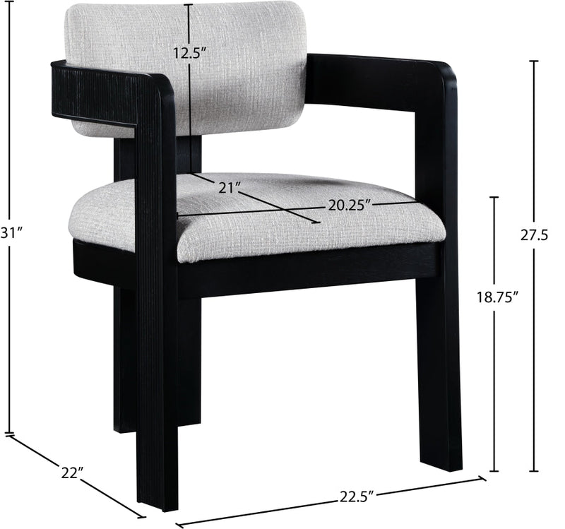Sacha Linen Textured Fabric Upholstered Dining Chair in Grey, Set of 2 - 11092Grey-C