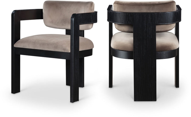 Sacha Velvet Upholstered Dining Chair in Beige, Set of 2 - 11095Beige-C