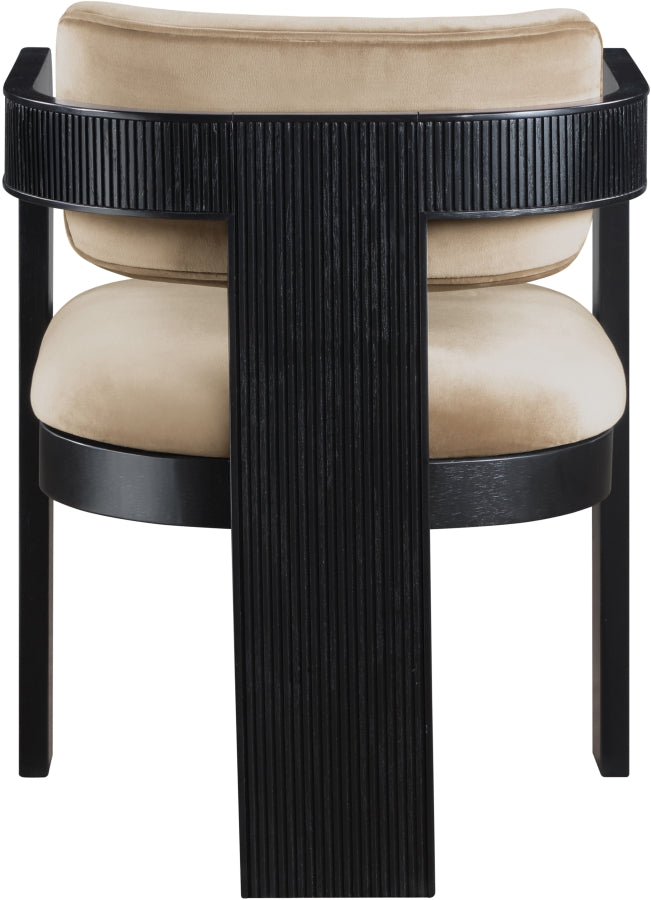 Sacha Velvet Upholstered Dining Chair in Beige, Set of 2 - 11095Beige-C