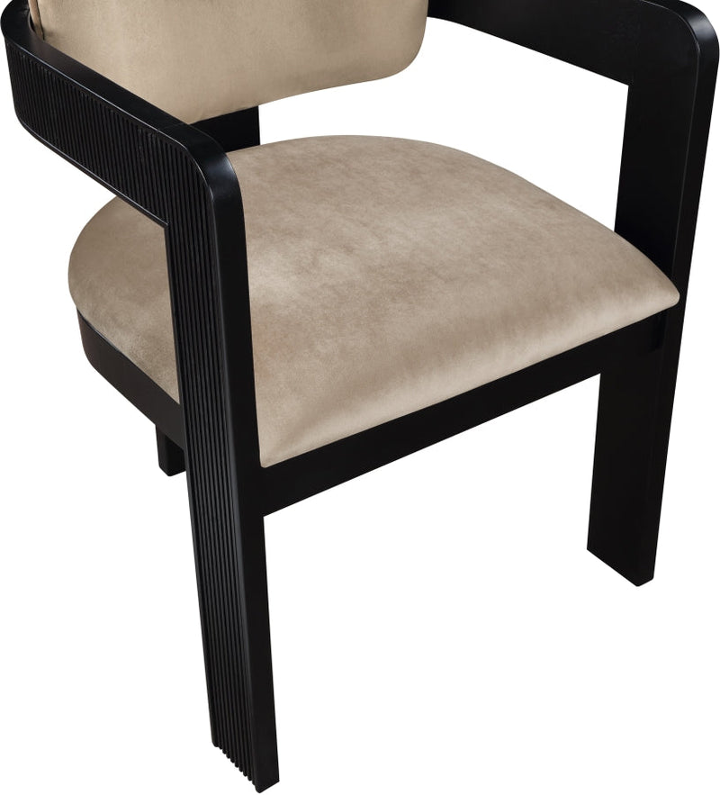 Sacha Velvet Upholstered Dining Chair in Beige, Set of 2 - 11095Beige-C