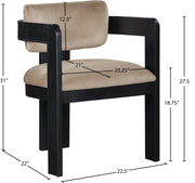Sacha Velvet Upholstered Dining Chair in Beige, Set of 2 - 11095Beige-C