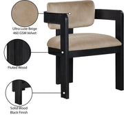 Sacha Velvet Upholstered Dining Chair in Beige, Set of 2 - 11095Beige-C
