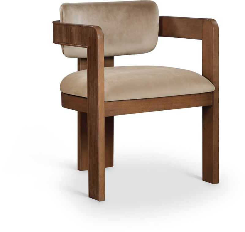Sacha Velvet Upholstered Dining Chair in Beige, Set of 2 - 11096Beige-C