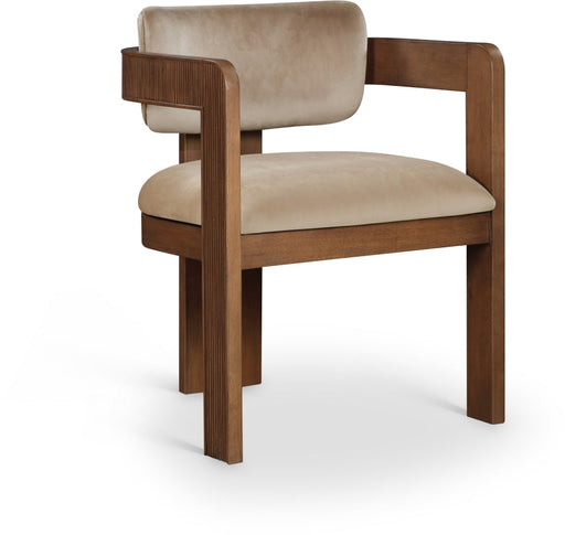 Sacha Velvet Upholstered Dining Chair in Beige, Set of 2 - 11096Beige-C