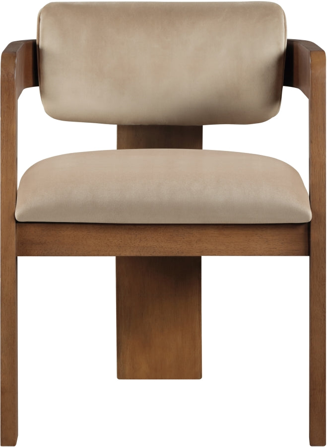 Sacha Velvet Upholstered Dining Chair in Beige, Set of 2 - 11096Beige-C