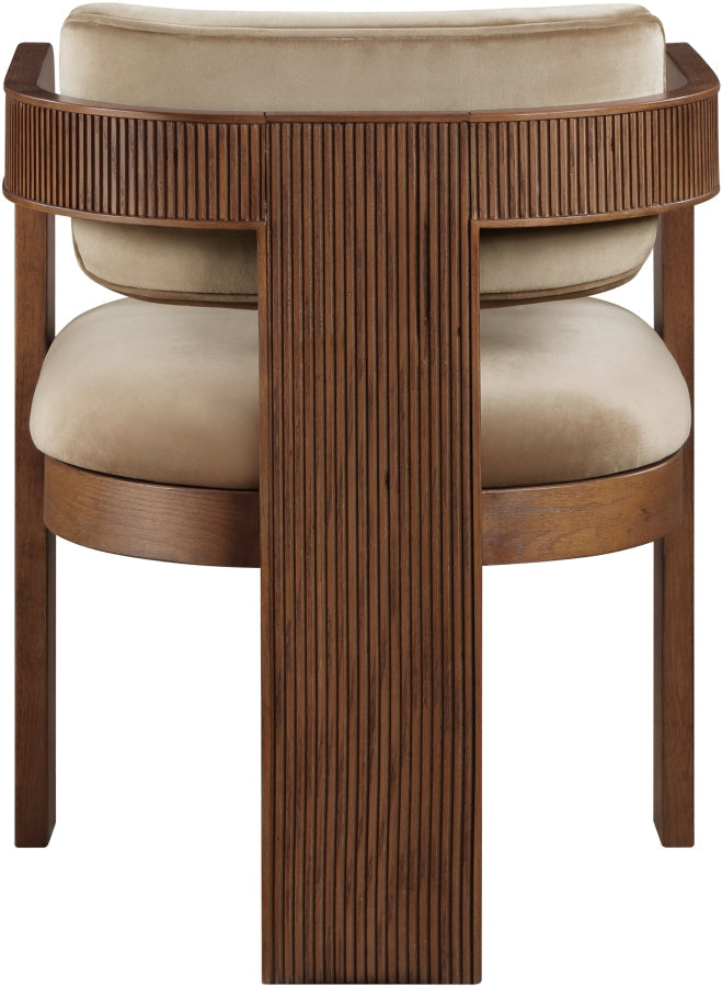 Sacha Velvet Upholstered Dining Chair in Beige, Set of 2 - 11096Beige-C