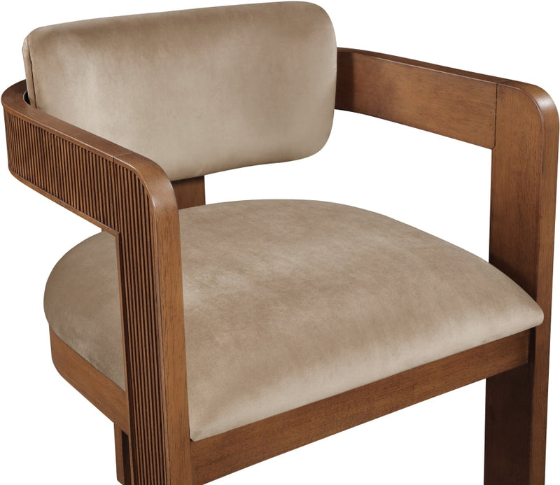 Sacha Velvet Upholstered Dining Chair in Beige, Set of 2 - 11096Beige-C