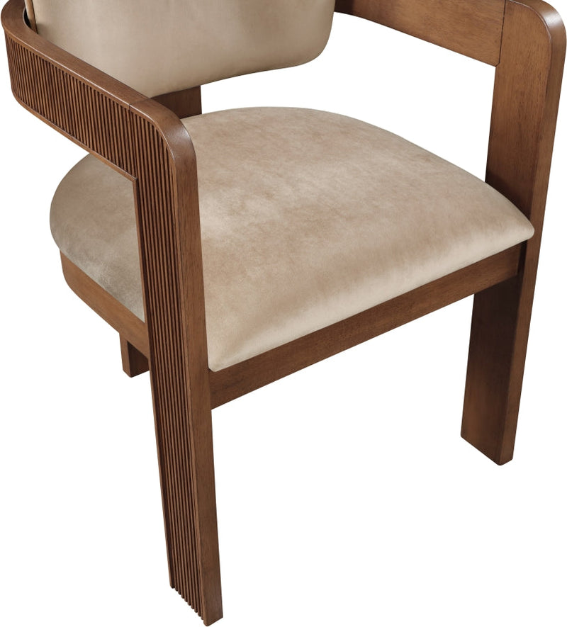 Sacha Velvet Upholstered Dining Chair in Beige, Set of 2 - 11096Beige-C