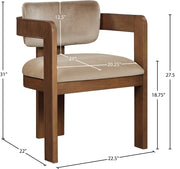 Sacha Velvet Upholstered Dining Chair in Beige, Set of 2 - 11096Beige-C