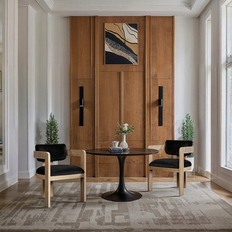 Sacha Velvet Upholstered Dining Chair in Black, Set of 2 - 11094Black-C
