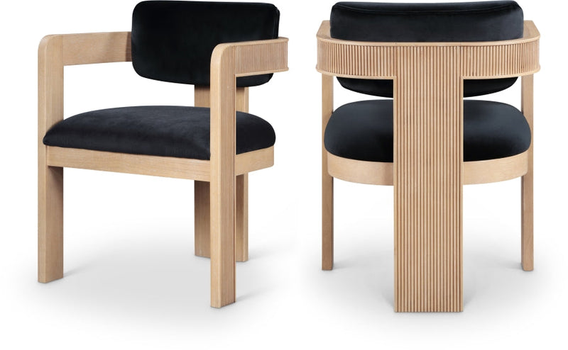 Sacha Velvet Upholstered Dining Chair in Black, Set of 2 - 11094Black-C