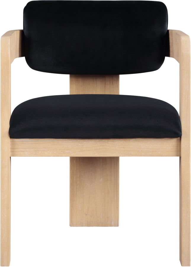 Sacha Velvet Upholstered Dining Chair in Black, Set of 2 - 11094Black-C