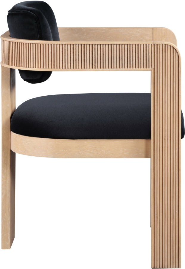 Sacha Velvet Upholstered Dining Chair in Black, Set of 2 - 11094Black-C