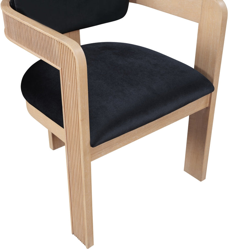 Sacha Velvet Upholstered Dining Chair in Black, Set of 2 - 11094Black-C