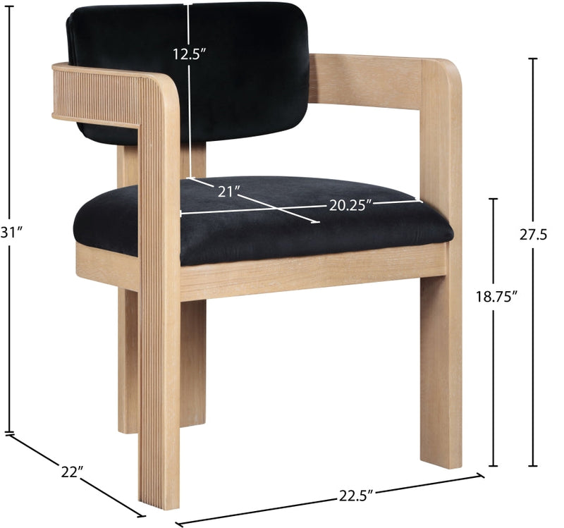 Sacha Velvet Upholstered Dining Chair in Black, Set of 2 - 11094Black-C