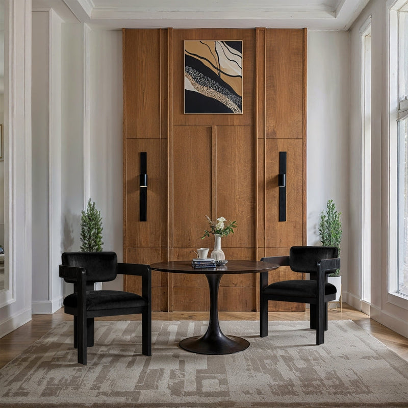 Sacha Velvet Upholstered Dining Chair in Black, Set of 2 - 11095Black-C