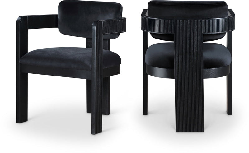 Sacha Velvet Upholstered Dining Chair in Black, Set of 2 - 11095Black-C